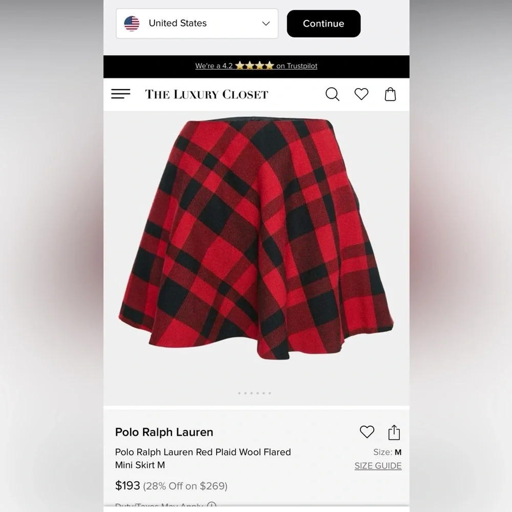Polo Ralph Lauren Plaid Red and Black Women's Skirt size 6 wool and silk - Picture 6 of 6